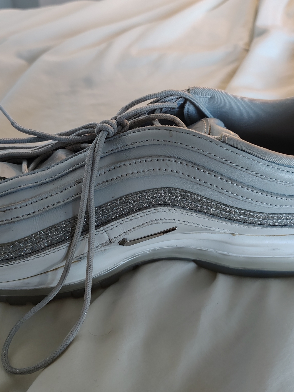 Megan Thee Stallion Nike Silver/White Glitter Air Max 97 Sneaker